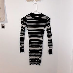 Black/White Stripped ribbed bodycon dress